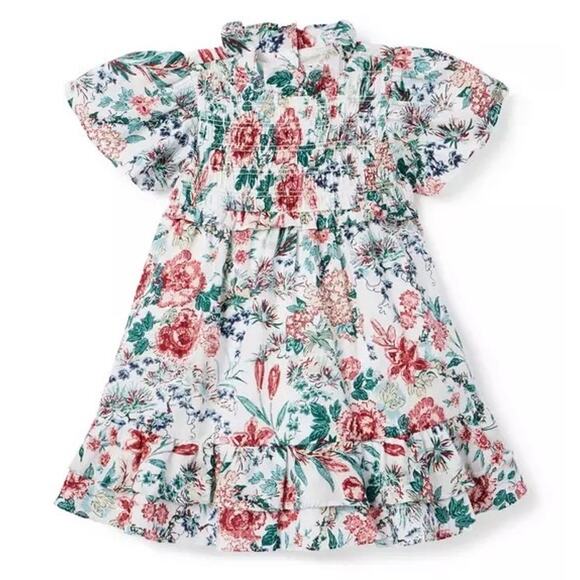 Janie and Jack The Chelsea Smocked Floral Dress Size 3 Party Smocked Ruffle - Picture 1 of 14